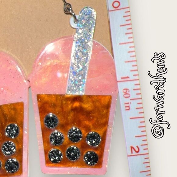 Bulky Plastic Ice Cream Shake Hand Crafted Earrings - Picture 5 of 7